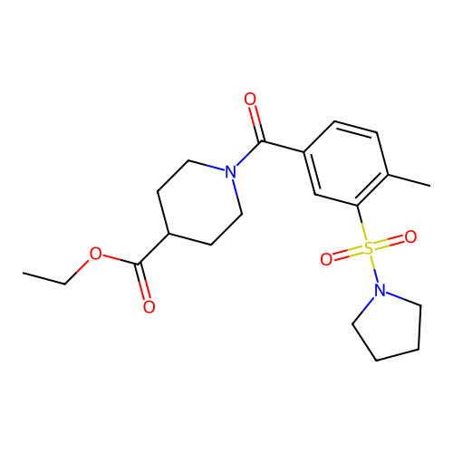 ethyl 1-{[4-methyl-3-(pyrrolidin-1-ylsulfonyl)phenyl]carbonyl}piperidine-4-carboxylate structure