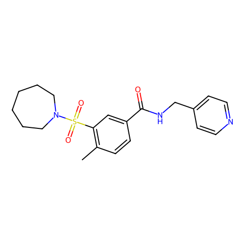 3-(azepan-1-ylsulfonyl)-4-methyl-N-(pyridin-4-ylmethyl)benzamide structure