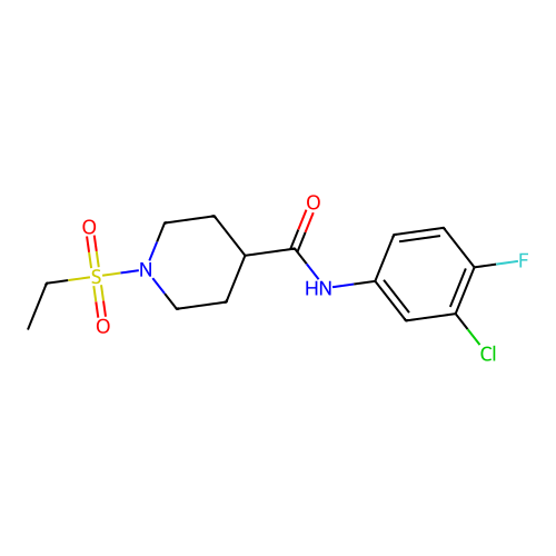 N-(3-chloro-4-fluorophenyl)-1-ethylsulfonylpiperidine-4-carboxamide structure