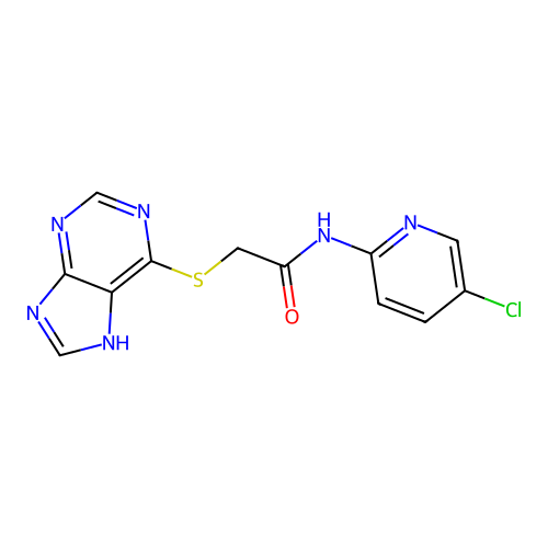 N-(5-chloropyridin-2-yl)-2-(7H-purin-6-ylsulfanyl)acetamide structure