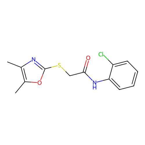 N-(2-chlorophenyl)-2-[(4,5-dimethyl-1,3-oxazol-2-yl)sulfanyl]acetamide structure