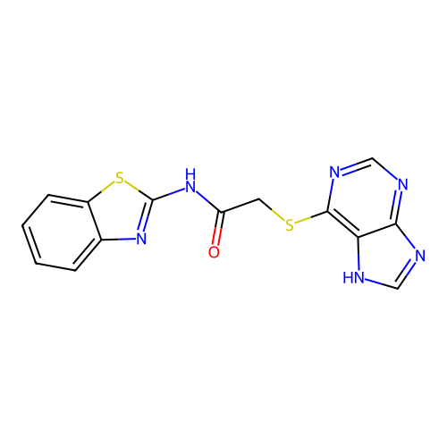 N-(1,3-benzothiazol-2-yl)-2-(7H-purin-6-ylsulfanyl)acetamide structure