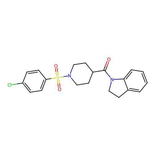 [1-(4-Chlorophenyl)sulfonylpiperidin-4-yl]-(2,3-dihydroindol-1-yl)methanone structure