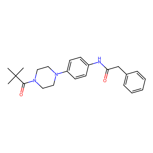 N-[4-[4-(2,2-dimethylpropanoyl)piperazin-1-yl]phenyl]-2-phenylacetamide structure