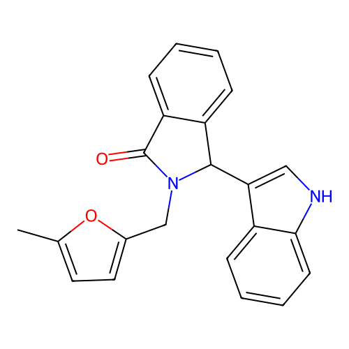 3-(1H-indol-3-yl)-2-[(5-methylfuran-2-yl)methyl]-2,3-dihydro-1H-isoindol-1-one structure