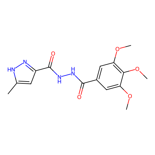 3-methyl-N'-(3,4,5-trimethoxybenzoyl)-1H-pyrazole-5-carbohydrazide structure