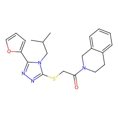 1-(3,4-dihydroisoquinolin-2(1H)-yl)-2-{[5-(furan-2-yl)-4-(2-methylpropyl)-4H-1,2,4-triazol-3-yl]sulfanyl}ethanone structure