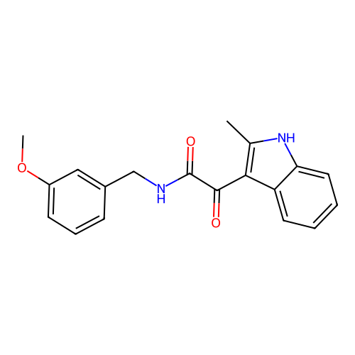N-(3-methoxybenzyl)-2-(2-methyl-1H-indol-3-yl)-2-oxoacetamide structure