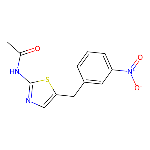 N-{5-[(3-nitrophenyl)methyl]-1,3-thiazol-2-yl}acetamide structure