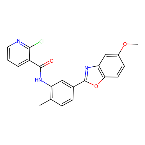 2-chloro-N-[5-(5-methoxy-1,3-benzoxazol-2-yl)-2-methylphenyl]nicotinamide structure