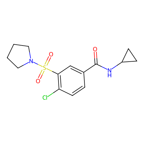 4-chloro-N-cyclopropyl-3-(pyrrolidin-1-ylsulfonyl)benzamide structure