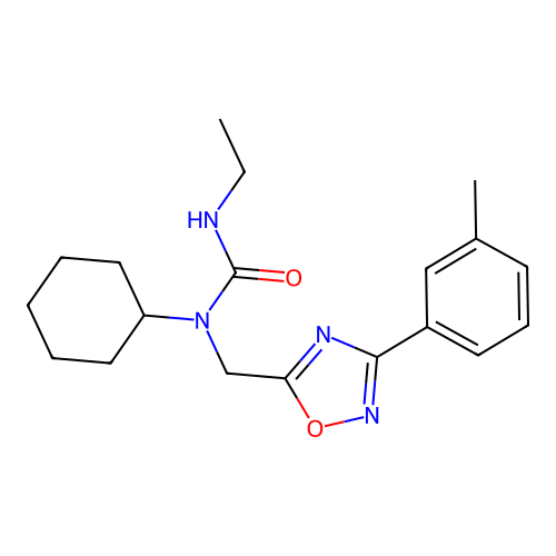 1-Cyclohexyl-3-ethyl-1-[[3-(3-methylphenyl)-1,2,4-oxadiazol-5-yl]methyl]urea structure