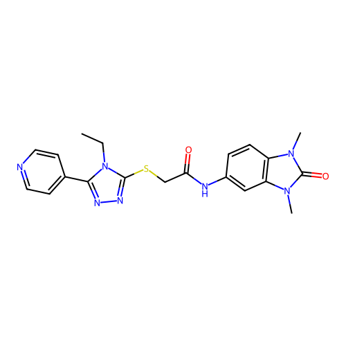 N-(1,3-dimethyl-2-oxo-2,3-dihydro-1H-benzo[d]imidazol-5-yl)-2-((4-ethyl-5-(pyridin-4-yl)-4H-1,2,4-triazol-3-yl)thio)acetamide structure