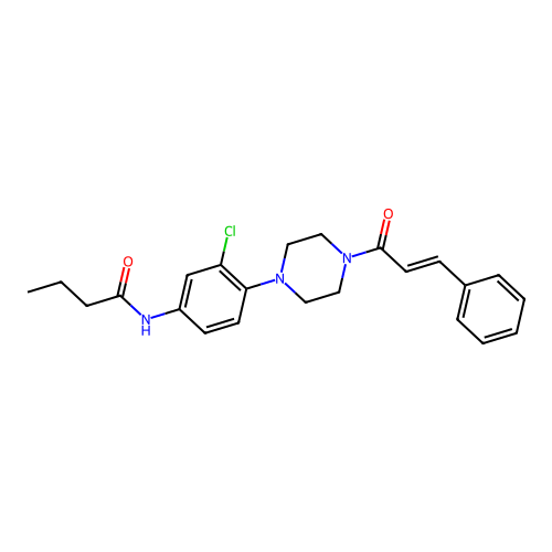 N-(3-chloro-4-{4-[(2E)-3-phenylprop-2-enoyl]piperazin-1-yl}phenyl)butanamide structure