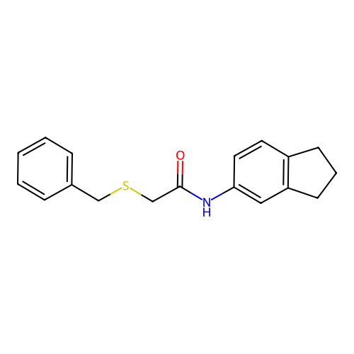 2-(benzylsulfanyl)-N-(2,3-dihydro-1H-inden-5-yl)acetamide structure