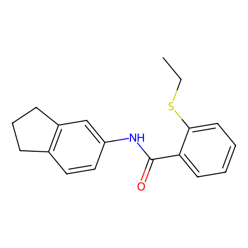 N-(2,3-dihydro-1H-inden-5-yl)-2-(ethylsulfanyl)benzamide structure