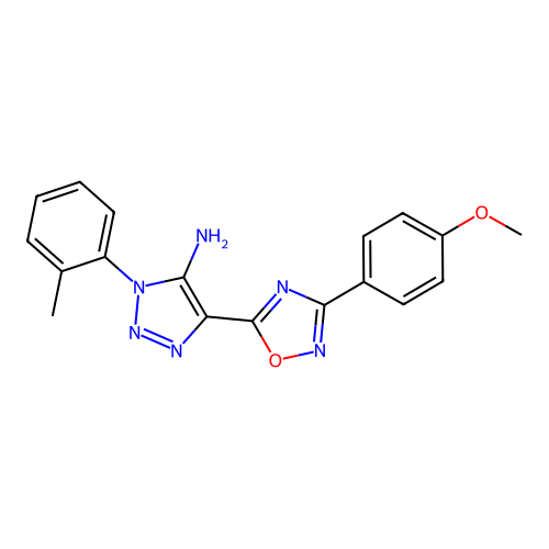 4-[3-(4-methoxyphenyl)-1,2,4-oxadiazol-5-yl]-1-(2-methylphenyl)-1H-1,2,3-triazol-5-amine structure