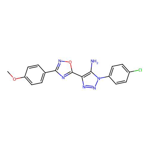 1-(4-chlorophenyl)-4-[3-(4-methoxyphenyl)-1,2,4-oxadiazol-5-yl]-1H-1,2,3-triazol-5-amine structure