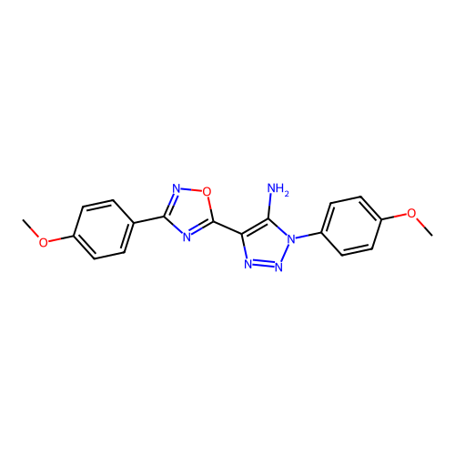 1-(4-methoxyphenyl)-4-[3-(4-methoxyphenyl)-1,2,4-oxadiazol-5-yl]-1H-1,2,3-triazol-5-amine structure