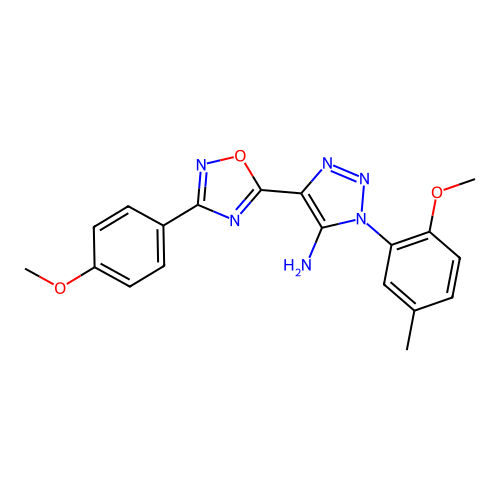 1-(2-methoxy-5-methylphenyl)-4-[3-(4-methoxyphenyl)-1,2,4-oxadiazol-5-yl]-1H-1,2,3-triazol-5-amine structure