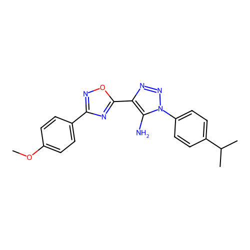 4-[3-(4-methoxyphenyl)-1,2,4-oxadiazol-5-yl]-1-[4-(propan-2-yl)phenyl]-1H-1,2,3-triazol-5-amine structure