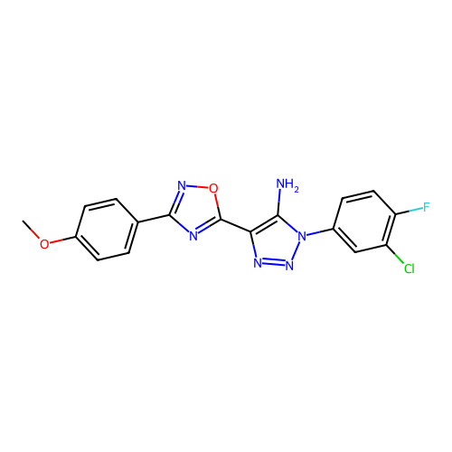 1-(3-chloro-4-fluorophenyl)-4-[3-(4-methoxyphenyl)-1,2,4-oxadiazol-5-yl]-1H-1,2,3-triazol-5-amine structure