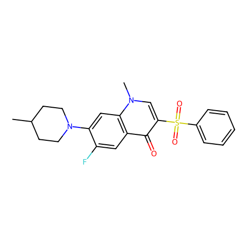 3-(Benzenesulfonyl)-6-fluoro-1-methyl-7-(4-methylpiperidin-1-yl)quinolin-4-one structure