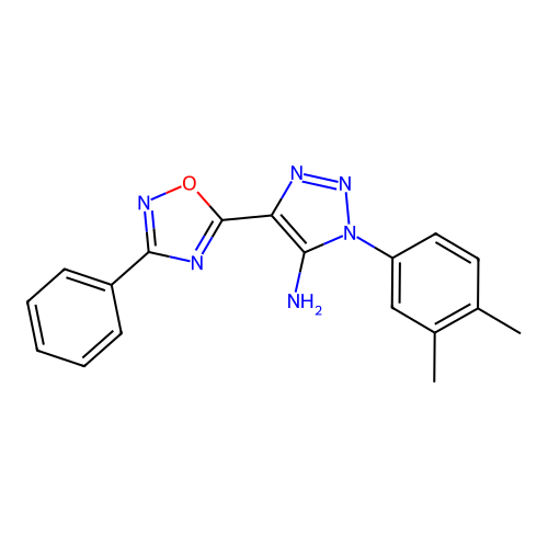 1-(3,4-dimethylphenyl)-4-(3-phenyl-1,2,4-oxadiazol-5-yl)-1H-1,2,3-triazol-5-amine structure