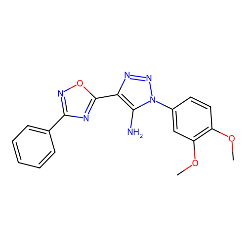 1-(3,4-dimethoxyphenyl)-4-(3-phenyl-1,2,4-oxadiazol-5-yl)-1H-1,2,3-triazol-5-amine structure