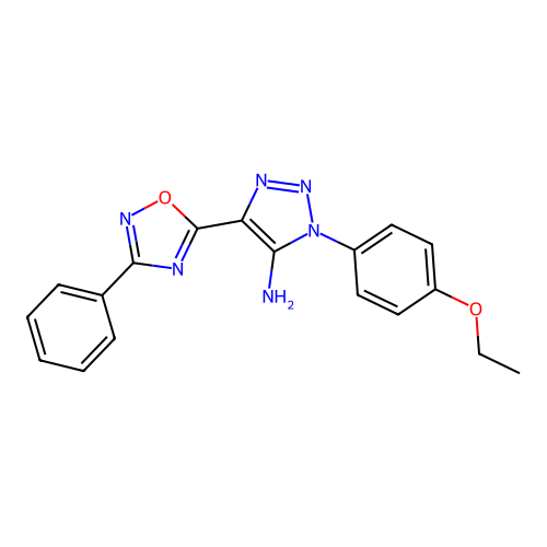 1-(4-ethoxyphenyl)-4-(3-phenyl-1,2,4-oxadiazol-5-yl)-1H-1,2,3-triazol-5-amine structure