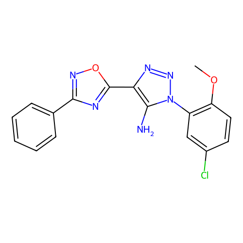 1-(5-chloro-2-methoxyphenyl)-4-(3-phenyl-1,2,4-oxadiazol-5-yl)-1H-1,2,3-triazol-5-amine structure