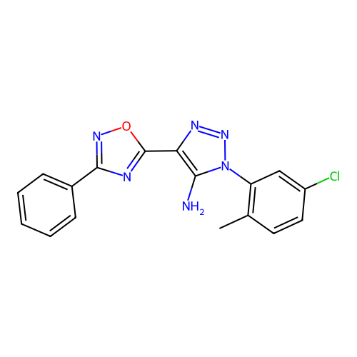 1-(5-chloro-2-methylphenyl)-4-(3-phenyl-1,2,4-oxadiazol-5-yl)-1H-1,2,3-triazol-5-amine structure