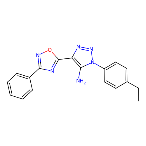 1-(4-ethylphenyl)-4-(3-phenyl-1,2,4-oxadiazol-5-yl)-1H-1,2,3-triazol-5-amine structure