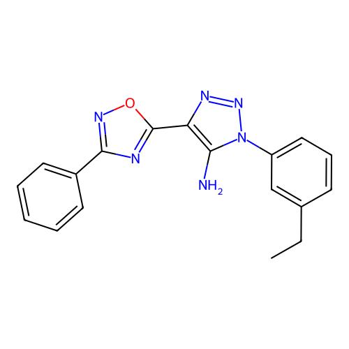 1-(3-ethylphenyl)-4-(3-phenyl-1,2,4-oxadiazol-5-yl)-1H-1,2,3-triazol-5-amine structure