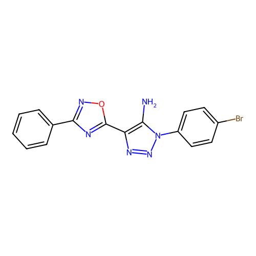 1-(4-bromophenyl)-4-(3-phenyl-1,2,4-oxadiazol-5-yl)-1H-1,2,3-triazol-5-amine structure
