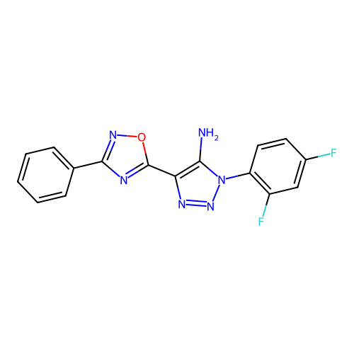 1-(2,4-difluorophenyl)-4-(3-phenyl-1,2,4-oxadiazol-5-yl)-1H-1,2,3-triazol-5-amine structure