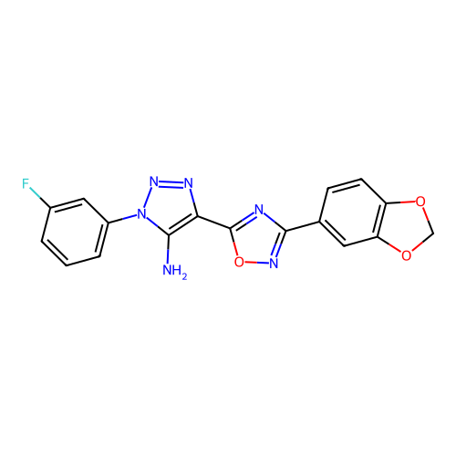 4-[3-(2H-1,3-benzodioxol-5-yl)-1,2,4-oxadiazol-5-yl]-1-(3-fluorophenyl)-1H-1,2,3-triazol-5-amine structure