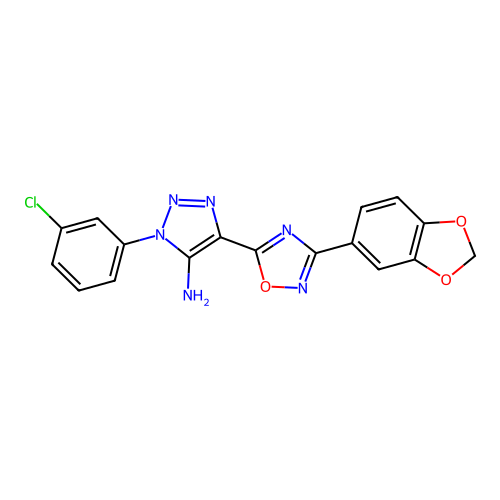 4-[3-(2H-1,3-benzodioxol-5-yl)-1,2,4-oxadiazol-5-yl]-1-(3-chlorophenyl)-1H-1,2,3-triazol-5-amine structure