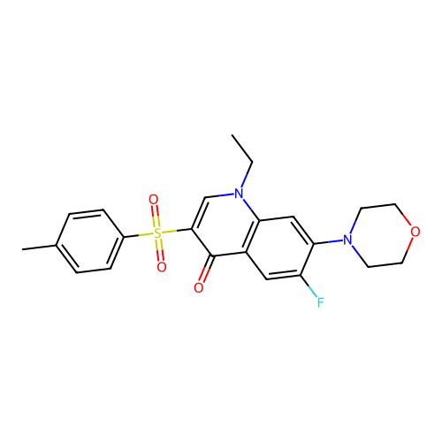 1-ethyl-6-fluoro-7-morpholino-3-tosylquinolin-4(1H)-one structure