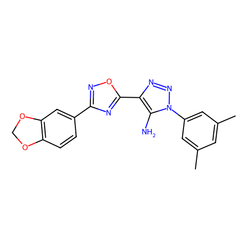 4-[3-(2H-1,3-benzodioxol-5-yl)-1,2,4-oxadiazol-5-yl]-1-(3,5-dimethylphenyl)-1H-1,2,3-triazol-5-amine structure
