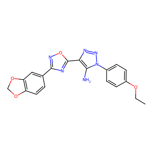 4-[3-(2H-1,3-benzodioxol-5-yl)-1,2,4-oxadiazol-5-yl]-1-(4-ethoxyphenyl)-1H-1,2,3-triazol-5-amine structure