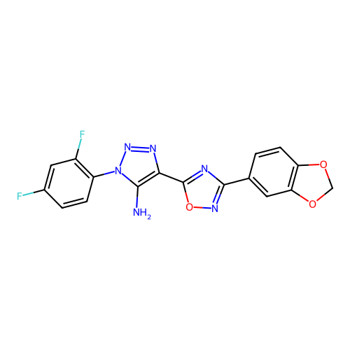 4-[3-(2H-1,3-benzodioxol-5-yl)-1,2,4-oxadiazol-5-yl]-1-(2,4-difluorophenyl)-1H-1,2,3-triazol-5-amine structure