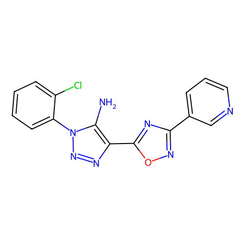 3-(2-Chlorophenyl)-5-(3-pyridin-3-yl-1,2,4-oxadiazol-5-yl)triazol-4-amine structure