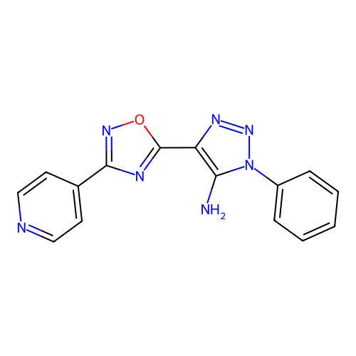 1-phenyl-4-[3-(pyridin-4-yl)-1,2,4-oxadiazol-5-yl]-1H-1,2,3-triazol-5-amine structure