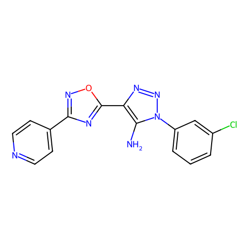 1-(3-chlorophenyl)-4-[3-(pyridin-4-yl)-1,2,4-oxadiazol-5-yl]-1H-1,2,3-triazol-5-amine structure