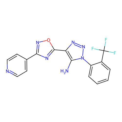 4-[3-(pyridin-4-yl)-1,2,4-oxadiazol-5-yl]-1-[2-(trifluoromethyl)phenyl]-1H-1,2,3-triazol-5-amine structure