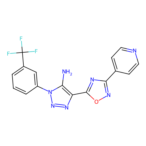 4-[3-(pyridin-4-yl)-1,2,4-oxadiazol-5-yl]-1-[3-(trifluoromethyl)phenyl]-1H-1,2,3-triazol-5-amine structure