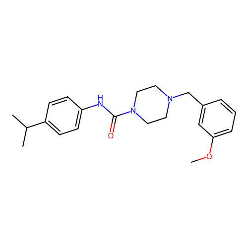 4-[(3-methoxyphenyl)methyl]-N-(4-propan-2-ylphenyl)piperazine-1-carboxamide structure