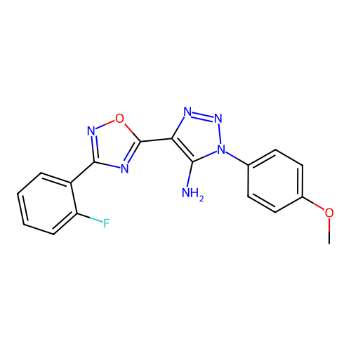 4-[3-(2-fluorophenyl)-1,2,4-oxadiazol-5-yl]-1-(4-methoxyphenyl)-1H-1,2,3-triazol-5-amine structure