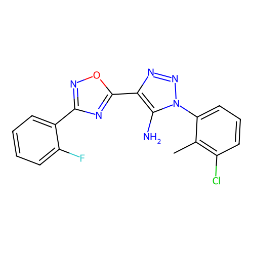 1-(3-chloro-2-methylphenyl)-4-[3-(2-fluorophenyl)-1,2,4-oxadiazol-5-yl]-1H-1,2,3-triazol-5-amine structure